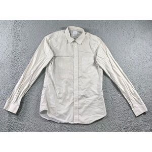 PS Paul Smith Button Up Shirt Men M Slim Fit Cream Micro Dot Long Sleeve